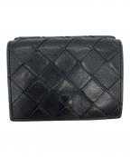 BOTTEGA VENETAボッテガベネタ）の古着「イントレチャート タイニー 3つ折り財布」｜ブラック