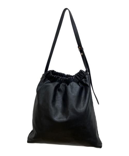 gemeil（ジェムイル）gemeil (ジェムイル) レザー巾着バッグ ブラックの古着・服飾アイテム