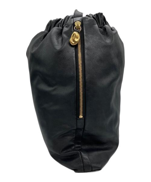 gemeil（ジェムイル）gemeil (ジェムイル) レザー巾着バッグ ブラックの古着・服飾アイテム