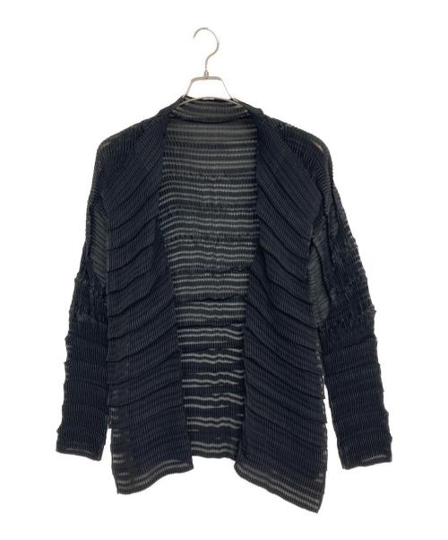 ISSEY MIYAKE（イッセイミヤケ）ISSEY MIYAKE (イッセイミヤケ) プリーツカーディガン ブラック サイズ:SIZE 2の古着・服飾アイテム