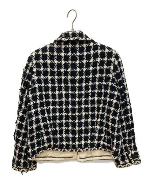 CHANEL（シャネル）CHANEL (シャネル) ステンカラー ツイード チェックジャケット ブラック サイズ:42の古着・服飾アイテム