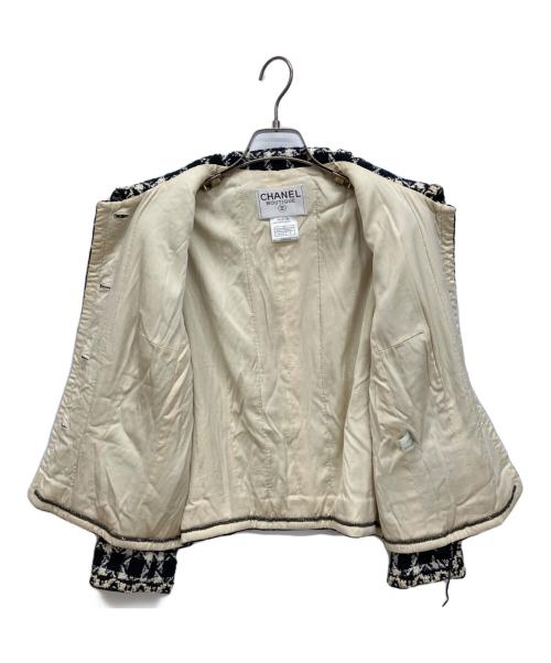CHANEL（シャネル）CHANEL (シャネル) ステンカラー ツイード チェックジャケット ブラック サイズ:42の古着・服飾アイテム
