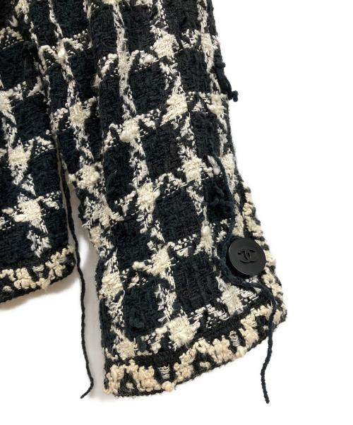 CHANEL（シャネル）CHANEL (シャネル) ステンカラー ツイード チェックジャケット ブラック サイズ:42の古着・服飾アイテム