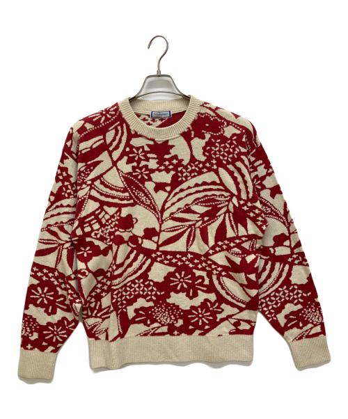 Yves Saint Laurent（イヴサンローラン）Yves Saint Laurent (イヴサンローラン) オールドジャガードニット アイボリー×レッド サイズ:ｌの古着・服飾アイテム