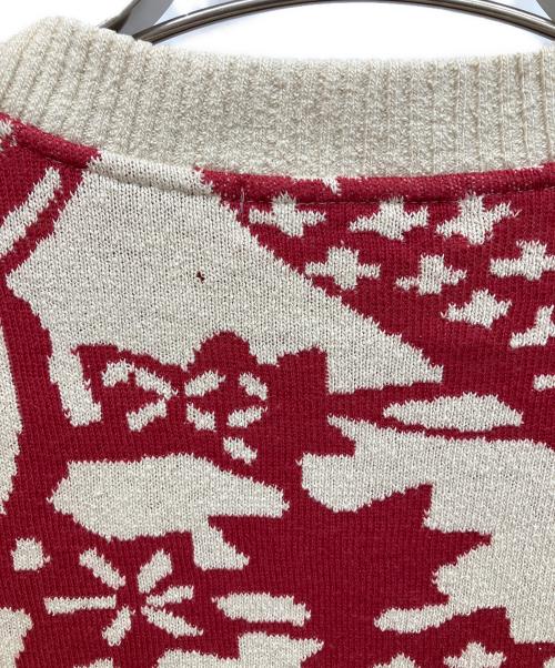 Yves Saint Laurent（イヴサンローラン）Yves Saint Laurent (イヴサンローラン) オールドジャガードニット アイボリー×レッド サイズ:ｌの古着・服飾アイテム