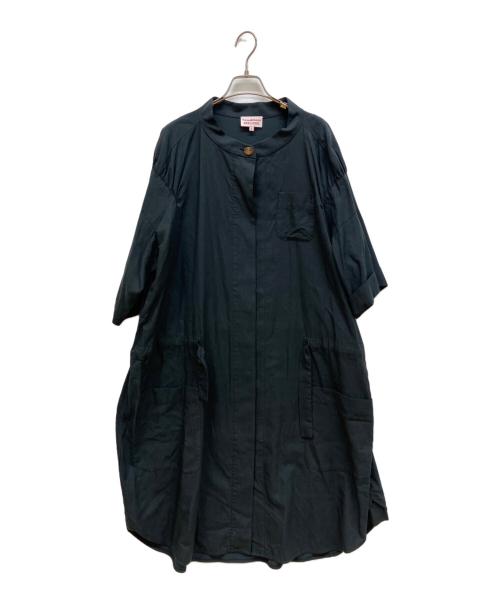 Vivienne Westwood RED LABEL（ヴィヴィアンウエストウッドレッドレーベル）Vivienne Westwood RED LABEL (ヴィヴィアンウエストウッドレッドレーベル) ロゴ ボタン オーブ 五分袖 バンドカラーワンピース ネイビー サイズ:2の古着・服飾アイテム