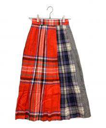O'NEIL OF DUBLIN（オニールオブダブリン）の古着「リネンスカート チェックスカート」｜レッド