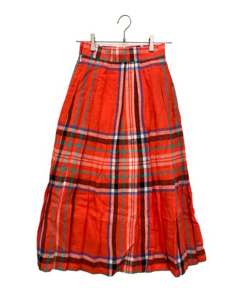 O'NEIL OF DUBLIN（オニールオブダブリン）O'NEIL OF DUBLIN (オニールオブダブリン) リネンスカート チェックスカート レッド サイズ:36の古着・服飾アイテム