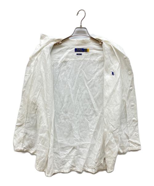 POLO RALPH LAUREN（ポロ・ラルフローレン）POLO RALPH LAUREN (ポロ・ラルフローレン) 半袖リネンオープンカラーシャツ ホワイト サイズ:XLの古着・服飾アイテム