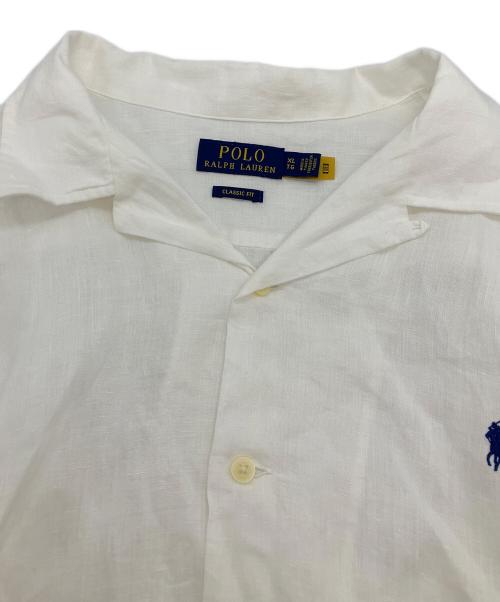 POLO RALPH LAUREN（ポロ・ラルフローレン）POLO RALPH LAUREN (ポロ・ラルフローレン) 半袖リネンオープンカラーシャツ ホワイト サイズ:XLの古着・服飾アイテム