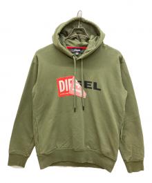 DIESEL（ディーゼル）の古着「ロゴプリントパーカー」｜オリーブ