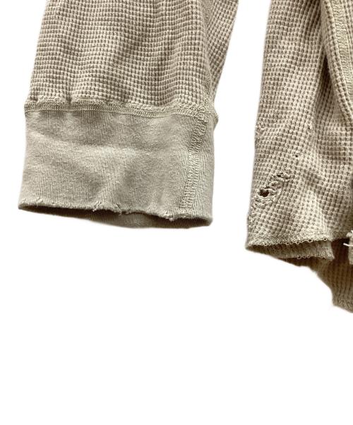 ANCELLM（アンセルム）ANCELLM (アンセルム) DAMAGE WAFFLE CREW LS T-SHIRT　ワッフルクルーネックTシャツ　ｶｯﾄｿｰ　ANC-CT56 ベージュ サイズ:3の古着・服飾アイテム