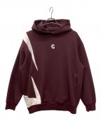 CRONOSクロノス）の古着「Diagonal paneling hoodie　ダイアグラムパネリングフーディ　　パーカー」｜バーガンディー