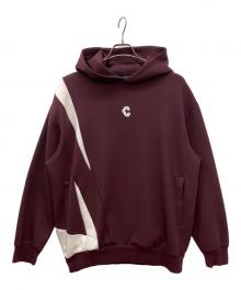 CRONOS（クロノス）の古着「Diagonal paneling hoodie　ダイアグラムパネリングフーディ　　パーカー」｜バーガンディー
