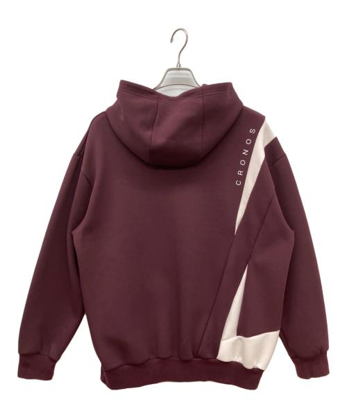 CRONOS（クロノス）CRONOS (クロノス) Diagonal paneling hoodie　ダイアグラムパネリングフーディ　　パーカー バーガンディー サイズ:Mの古着・服飾アイテム