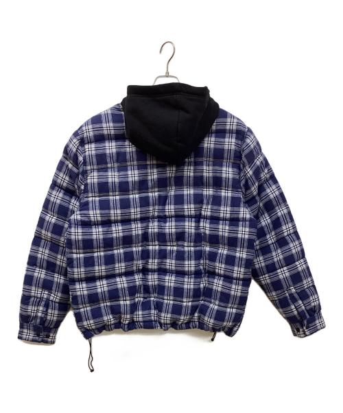 KITH（キス）KITH (キス) STERLING QUILTED SHIRT PUFFER フード付キルティング チェック柄パフィジャケット　20020060000130　20AW ネイビー サイズ:Lの古着・服飾アイテム