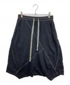 A.F hommeエーエフ オム）の古着「フロントステッチサルエルハーフパンツ」｜ブラック