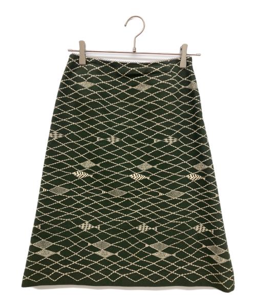 mina perhonen（ミナ ペルホネン）mina perhonen (ミナ ペルホネン) 魚刺繍スカート オリーブ サイズ:表記無しの古着・服飾アイテム