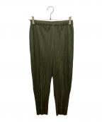 PLEATS PLEASEプリーツプリーズ）の古着「SEPTEMBER PANTS　セプテンバーパンツ　プリーツパンツ」｜グリーン