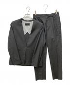 green label relaxingグリーンレーベルリラクシング）の古着「REDA ACTIVEノーカラーセットアップスーツ」｜グレー