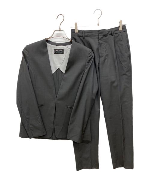 green label relaxing（グリーンレーベルリラクシング）green label relaxing (グリーンレーベルリラクシング) REDA ACTIVEノーカラーセットアップスーツ グレー サイズ:ジャケット 40　パンツ 38の古着・服飾アイテム