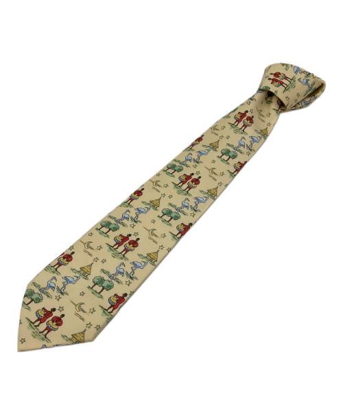 HERMES（エルメス）HERMES (エルメス) ハワイアン柄シルクネクタイ ベージュ サイズ:-の古着・服飾アイテム