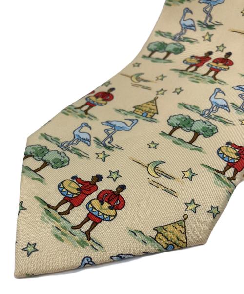 HERMES（エルメス）HERMES (エルメス) ハワイアン柄シルクネクタイ ベージュ サイズ:-の古着・服飾アイテム