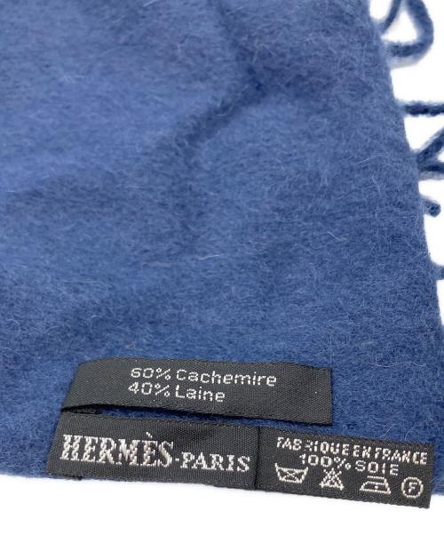 HERMES（エルメス）HERMES (エルメス) カシミヤブレンドマフラー ネイビーの古着・服飾アイテム