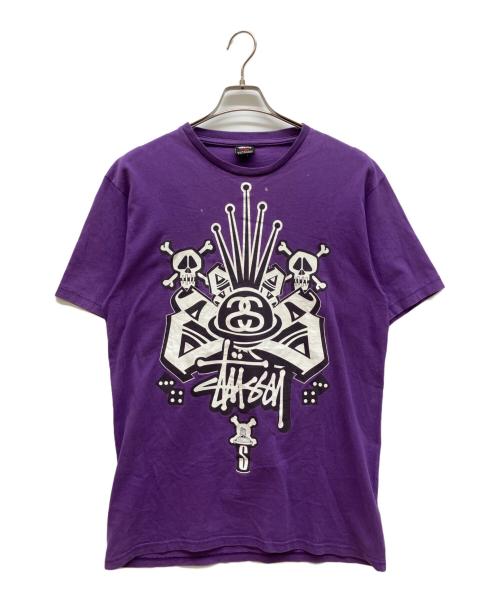 stussy（ステューシー）stussy (ステューシー) プリントTシャツ パープル サイズ:Lの古着・服飾アイテム