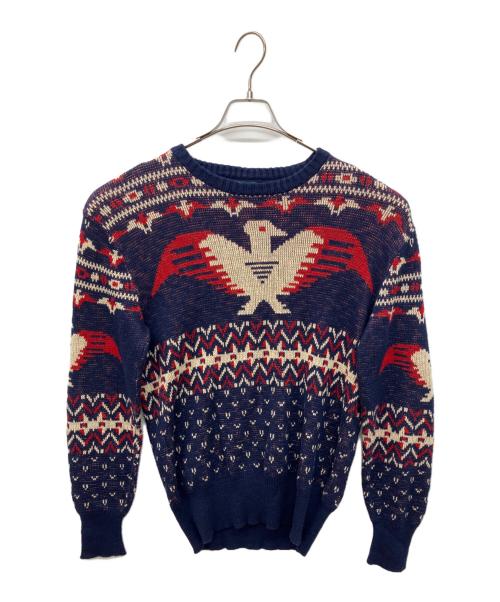 POLO RALPH LAUREN（ポロ・ラルフローレン）POLO RALPH LAUREN (ポロ・ラルフローレン)  バーズアイ ンダーバード　コットンリネンニット ネイビー サイズ:Mの古着・服飾アイテム
