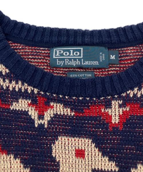 POLO RALPH LAUREN（ポロ・ラルフローレン）POLO RALPH LAUREN (ポロ・ラルフローレン)  バーズアイ ンダーバード　コットンリネンニット ネイビー サイズ:Mの古着・服飾アイテム