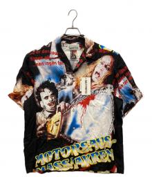 WACKO MARIA（ワコマリア）の古着「THE TEXAS CHAINSAW MASSACRE / S/S HAWAIIAN SHIRT　レーヨンアロハシャツ　半袖プリントオープンシャツ　悪魔のいけにえ」｜ブラック
