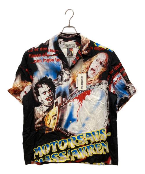 WACKO MARIA（ワコマリア）WACKO MARIA (ワコマリア) THE TEXAS CHAINSAW MASSACRE / S/S HAWAIIAN SHIRT　レーヨンアロハシャツ　半袖プリントオープンシャツ　悪魔のいけにえ ブラック サイズ:Lの古着・服飾アイテム