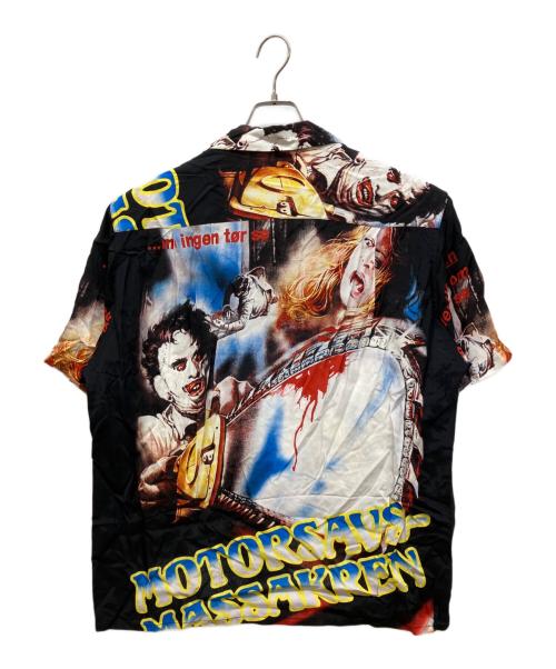WACKO MARIA（ワコマリア）WACKO MARIA (ワコマリア) THE TEXAS CHAINSAW MASSACRE / S/S HAWAIIAN SHIRT　レーヨンアロハシャツ　半袖プリントオープンシャツ　悪魔のいけにえ ブラック サイズ:Lの古着・服飾アイテム