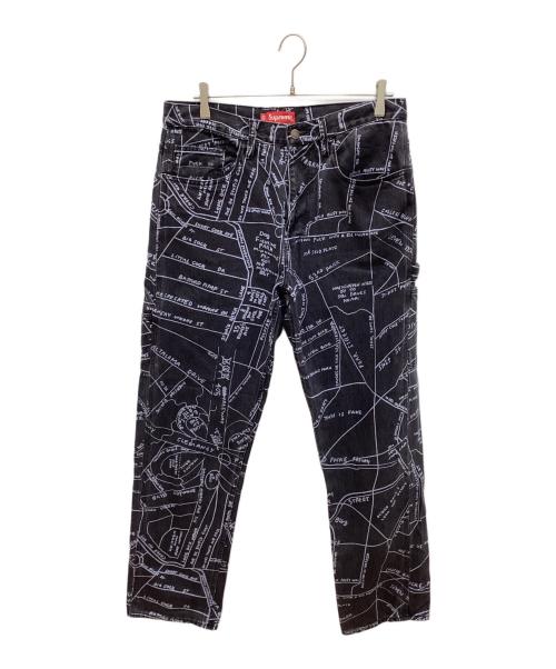 SUPREME（シュプリーム）SUPREME (シュプリーム) Gonz Map Denim Painter Pant　ゴンズマップデニムペインターパンツ ブラック サイズ:32の古着・服飾アイテム