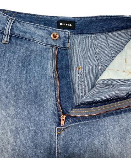 DIESEL（ディーゼル）DIESEL (ディーゼル) フロントプリーツワイドデニムパンツ インディゴ サイズ:61cm(W24)の古着・服飾アイテム