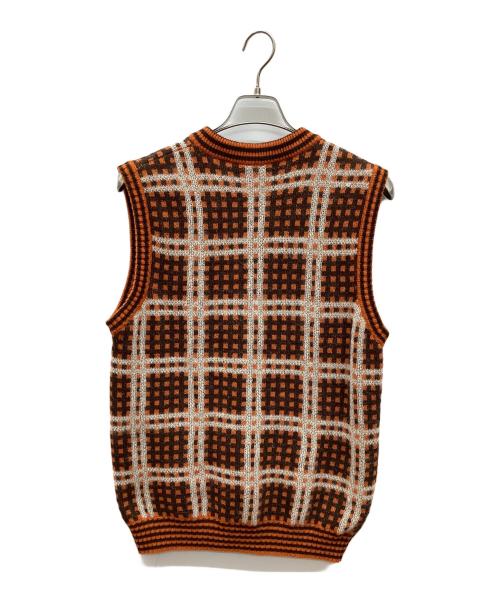 MARNI（マルニ）MARNI (マルニ) チェックニットベスト オレンジ サイズ:44の古着・服飾アイテム