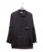 Yohji Yamamoto pour hommeヨウジヤマモト プールオム）の古着「テンセルローン スタンド襟 ウィングカラーシャツ」｜ブラック