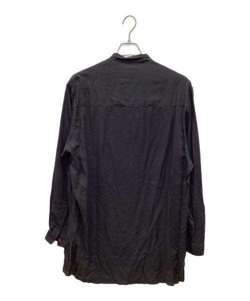 Yohji Yamamoto pour homme（ヨウジヤマモト プールオム）Yohji Yamamoto pour homme (ヨウジヤマモト プールオム) テンセルローン スタンド襟 ウィングカラーシャツ ブラック サイズ:2の古着・服飾アイテム