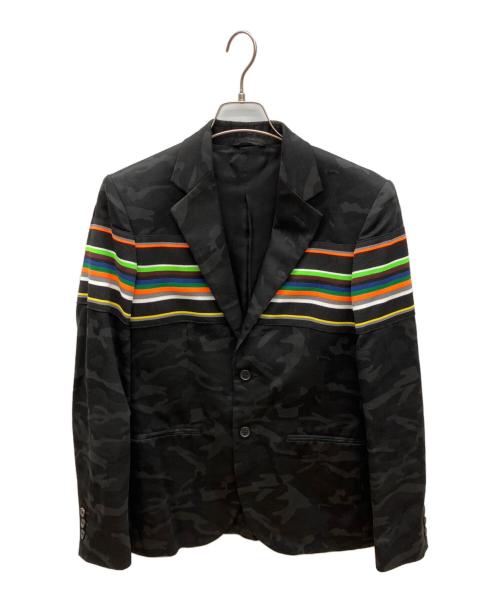 RAF SIMONS（ラフシモンズ）RAF SIMONS (ラフシモンズ) STERLING RUBY STRIPE JACKET テーラードジャケット ブラック サイズ:46の古着・服飾アイテム