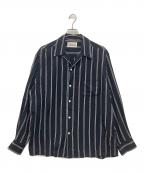 WACKO MARIAワコマリア）の古着「STRIPED OPEN COLLAR SHIRT/ストライプドオープンカラーシャツ」｜ブラック