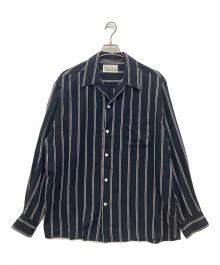 WACKO MARIA（ワコマリア）の古着「STRIPED OPEN COLLAR SHIRT/ストライプドオープンカラーシャツ」｜ブラック