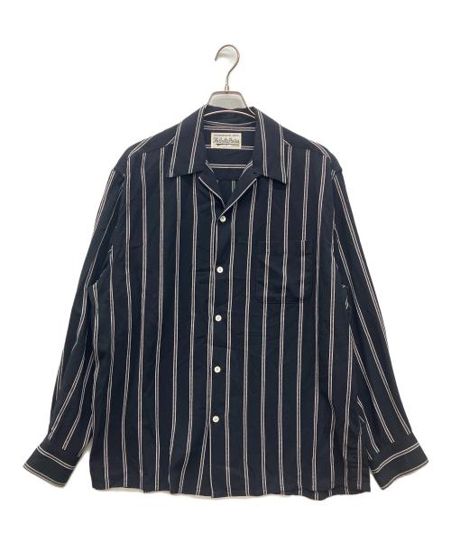 WACKO MARIA（ワコマリア）WACKO MARIA (ワコマリア) STRIPED OPEN COLLAR SHIRT/ストライプドオープンカラーシャツ ブラック サイズ:XLの古着・服飾アイテム