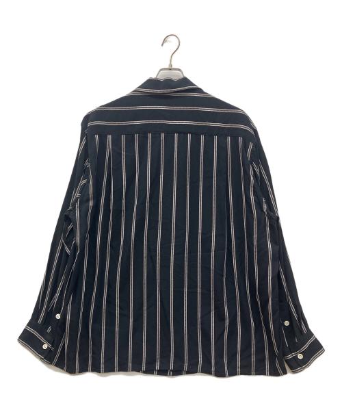 WACKO MARIA（ワコマリア）WACKO MARIA (ワコマリア) STRIPED OPEN COLLAR SHIRT/ストライプドオープンカラーシャツ ブラック サイズ:XLの古着・服飾アイテム