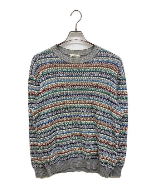 missoni sports（ミッソーニスポーツ）missoni sports (ミッソーニスポーツ) 総柄クルーネックニット ブルー サイズ:50の古着・服飾アイテム