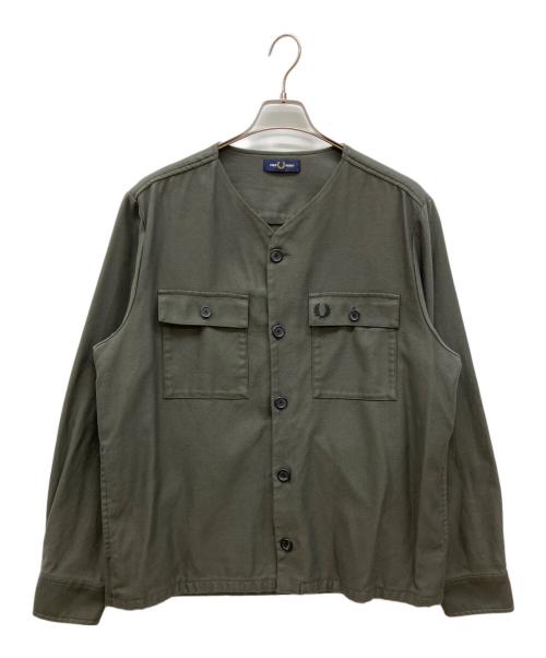 FRED PERRY（フレッドペリー）FRED PERRY (フレッドペリー) ノーカラージャケット カーキ サイズ:Lの古着・服飾アイテム
