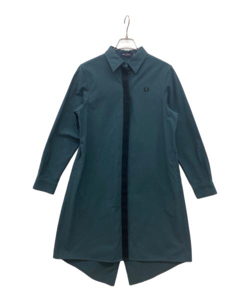 FRED PERRY（フレッドペリー）FRED PERRY (フレッドペリー) フィッシュテール ヘム シャツ ドレス シャツワンピース グリーン サイズ:36の古着・服飾アイテム