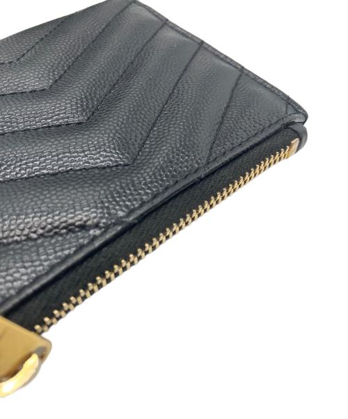 Saint Laurent Paris（サンローランパリ）Saint Laurent Paris (サンローランパリ) モノグラム バイフォールドウォレット　グレイン・ド・プードル エンボスレザー　コンパクトウォレット ブラックの古着・服飾アイテム