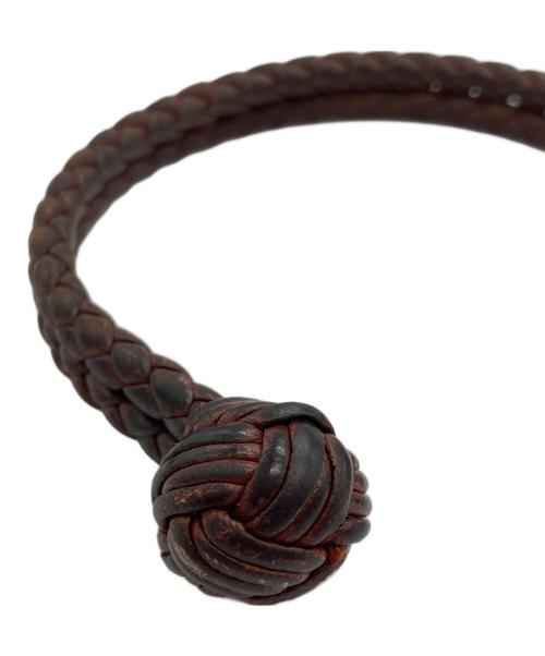 BOTTEGA VENETA（ボッテガベネタ）BOTTEGA VENETA (ボッテガベネタ) イントレチャートレザーブレスレット ブラウンの古着・服飾アイテム