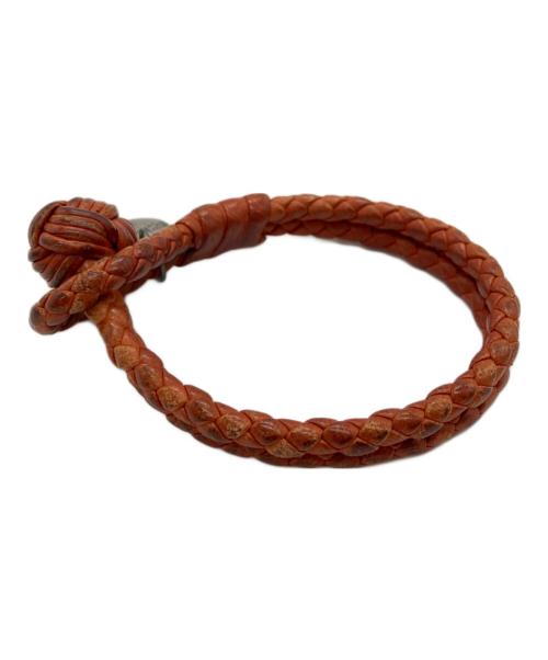 BOTTEGA VENETA（ボッテガベネタ）BOTTEGA VENETA (ボッテガベネタ) イントレチャートレザー ブレスレット オレンジの古着・服飾アイテム